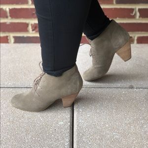 ALDO Kallin Taupe Suede Booties w/ laces